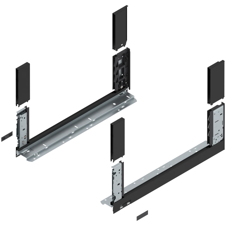 Laterala sertar LEGRABOX C 177 mm, NL=500 mm, dr+stg, free, negru-carbon mat