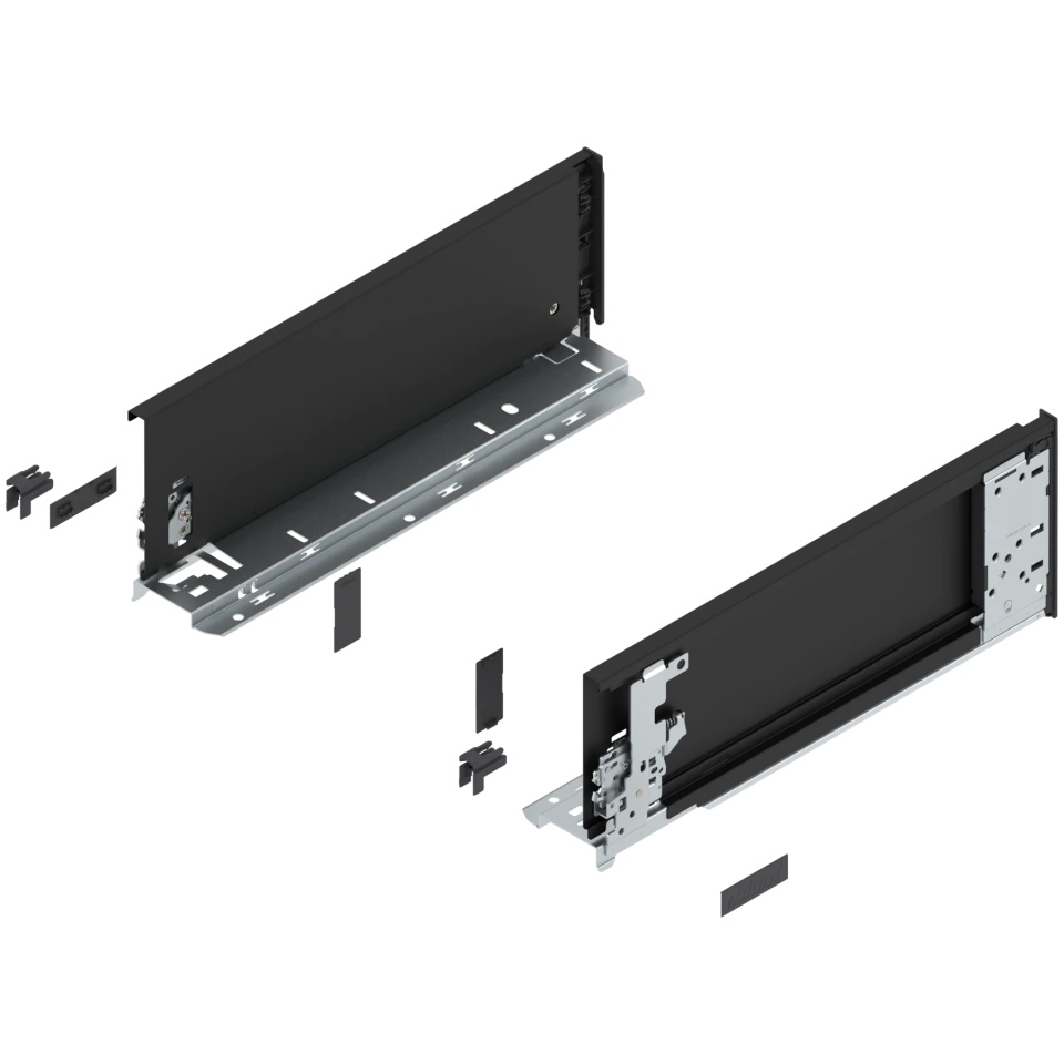 Laterala sertar LEGRABOX interior K 128.5 mm, NL=350 mm, dr+stg, pure, negru-carbon mat