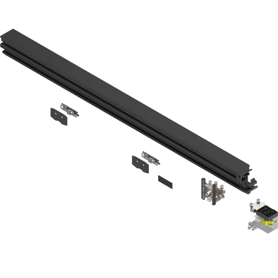 REVEGO duo - Suport rulant set, pentru latime interioara de corp in aplicatie: 1250 mm, dreapta, negru