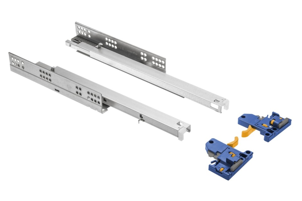 Glisiera sub sertar cu amortizare si extensie totala 550 mm, reglaj 3D, pal 18 mm