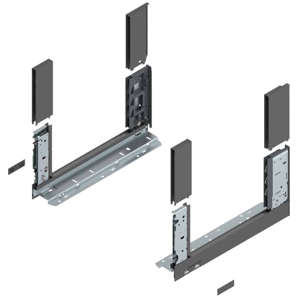 Laterala sertar LEGRABOX C 177 mm, NL=350 mm, dr+stg, free, gri-orion mat