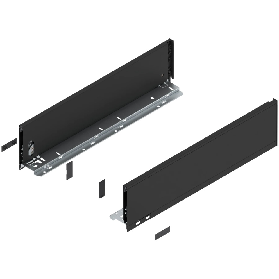 Laterala sertar LEGRABOX K 128.5 mm, NL=500 mm, dr+stg, pure, negru-carbon mat