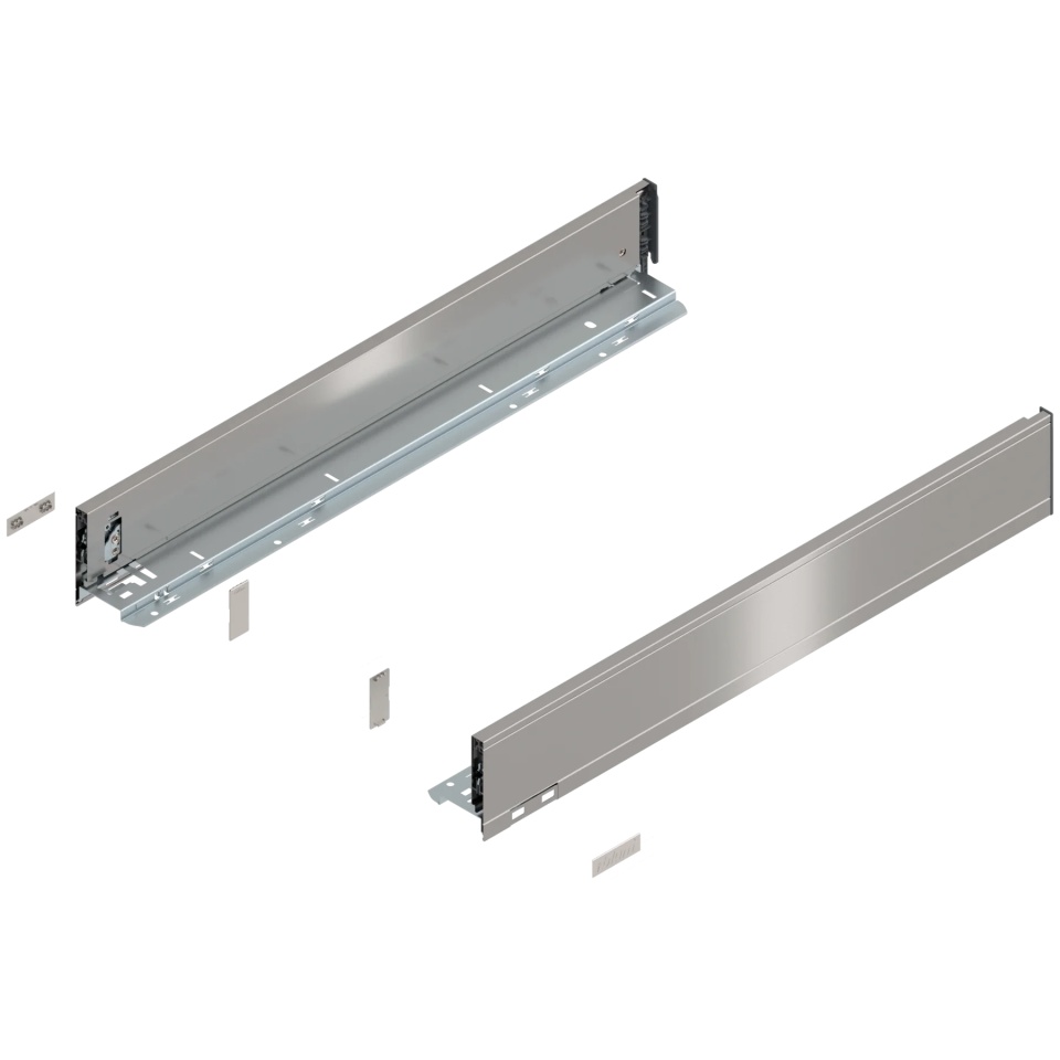 Laterala sertar LEGRABOX M 90.5 mm, NL=600 mm, dr+stg, pure, inox periat-lacuit