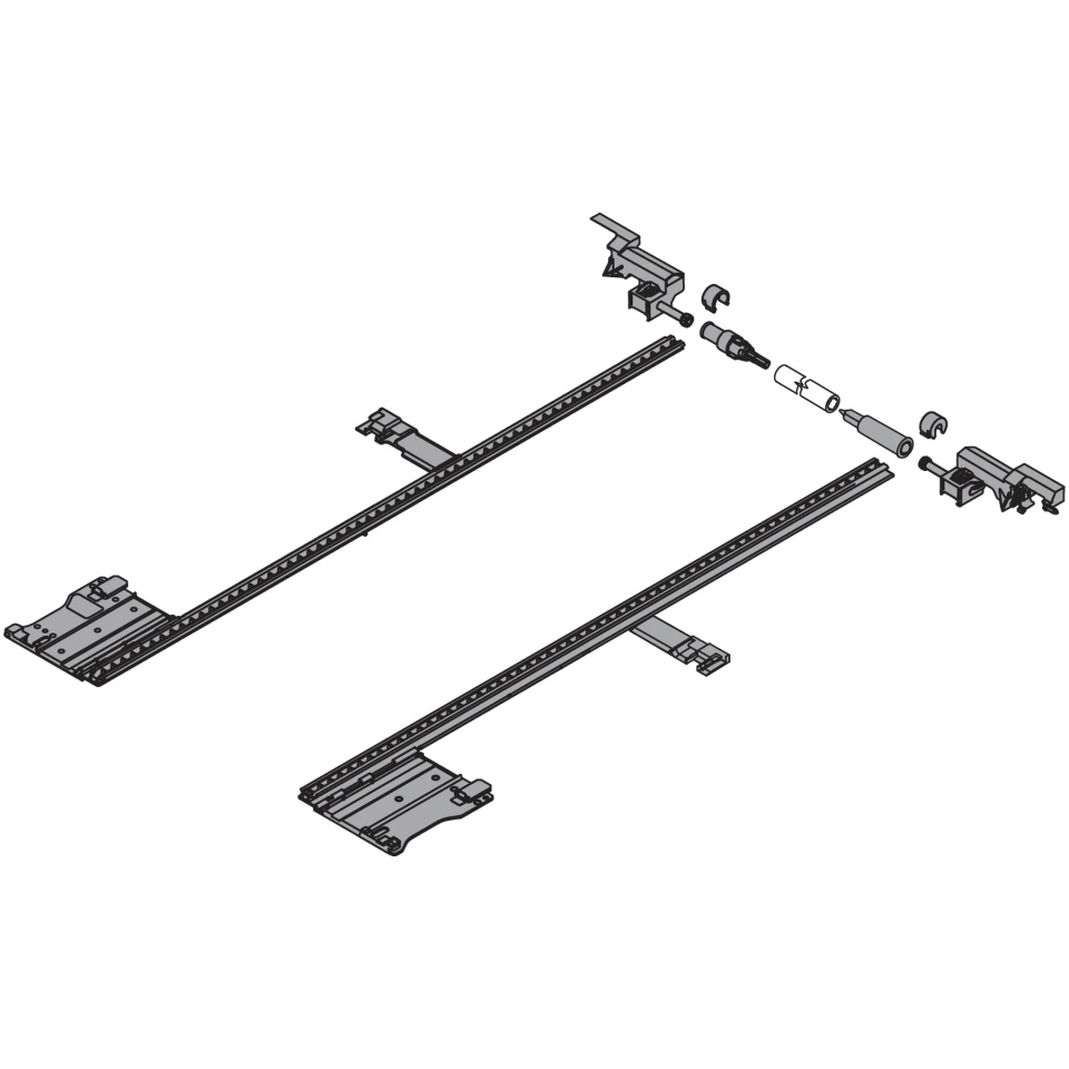 Mecanism stabilizare laterala LEGRABOX, NL=400mm, KB=1400mm, extensie totala, culoare gri inchis R7037