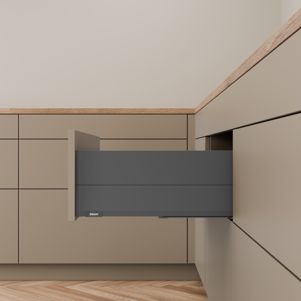 Pachet Blum MERIVOBOX E cu BOXCAP, 500 mm, gri-orion mat, BLUMOTION