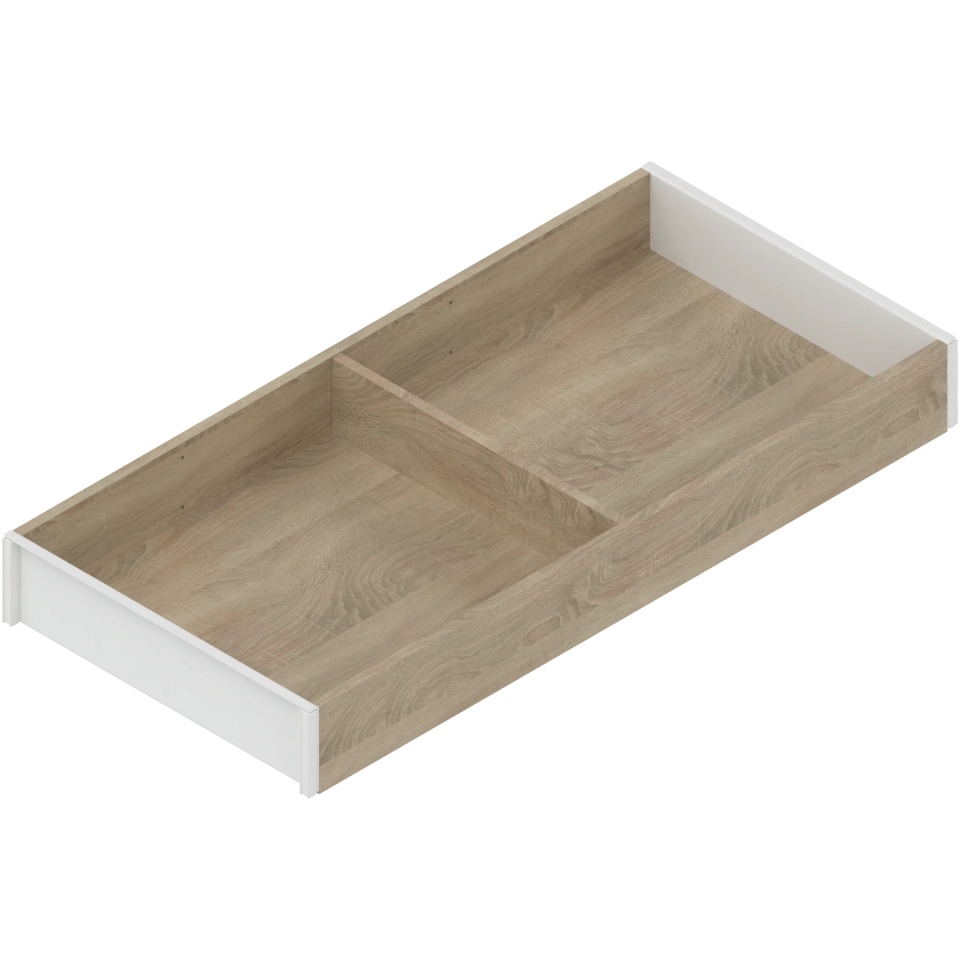 AMBIA-LINE Rama, pt LEGRABOX/MERIVOBOX Sertar, Design de lemn, NL=450 mm, Latime=200 mm, Stejar Bard./alb-matase