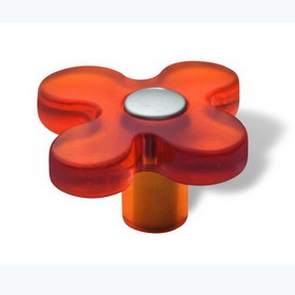 Buton plastic SIRO ( mobilier copii ) – Floare portocaliu inchis de la feroshop imagine noua