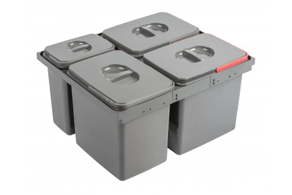 Cos gunoi MULTINO, corp 600mm, 3 x 15L + 1 x 7L, antracit