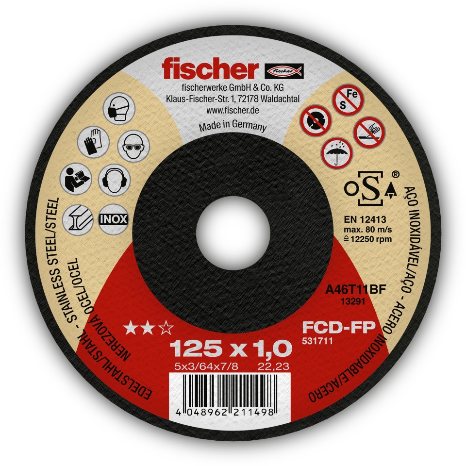 Disc de taiere inox si metal Fischer FCD-FP 125x1.0x22.23