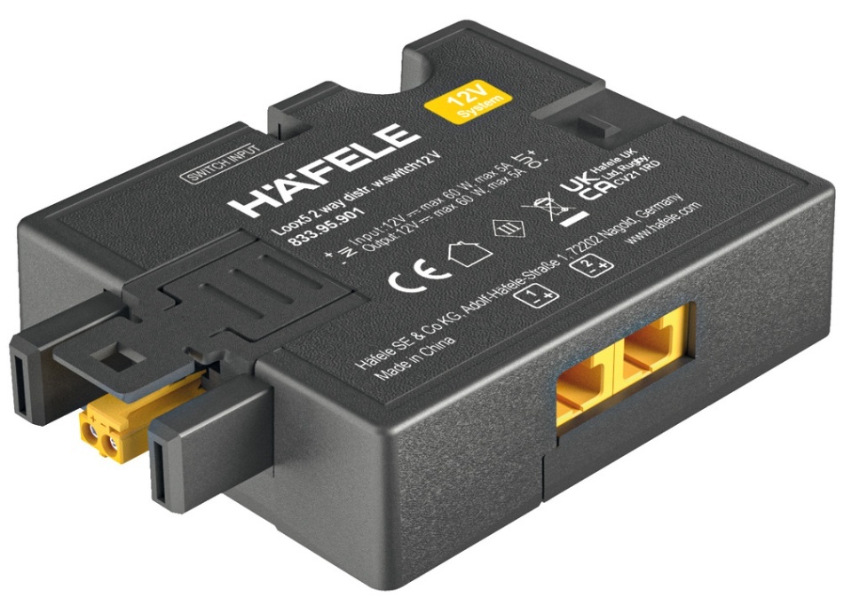 Distribuitor led cu 2 iesiri si intrerupator optional, Loox5, conectare box to box, 12V