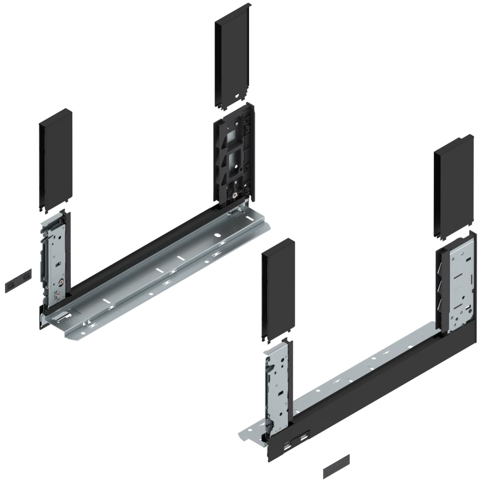 Laterala sertar LEGRABOX C 177 mm, NL=400 mm, dr+stg, free, negru-carbon mat