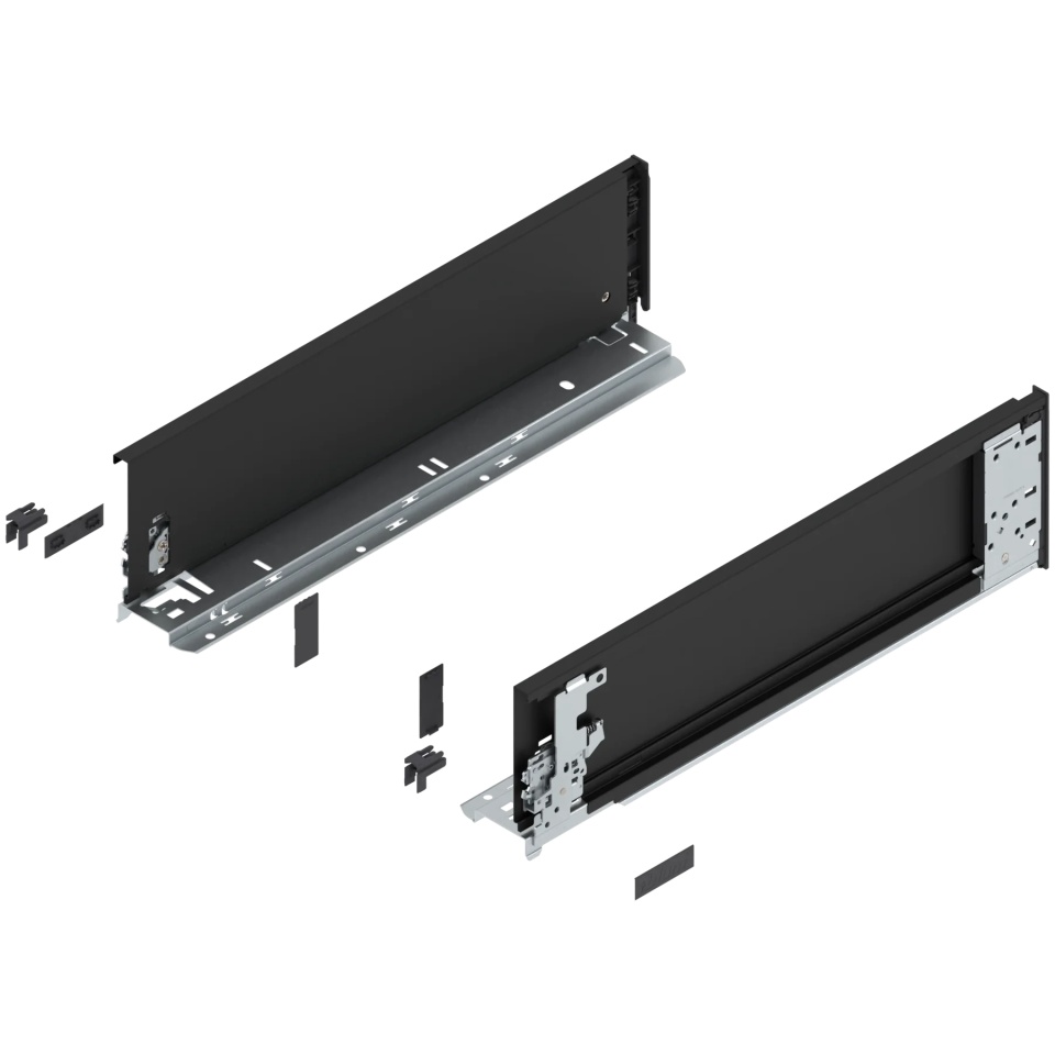Laterala sertar LEGRABOX interior K 128.5 mm, NL=450 mm, dr+stg, pure, negru-carbon mat