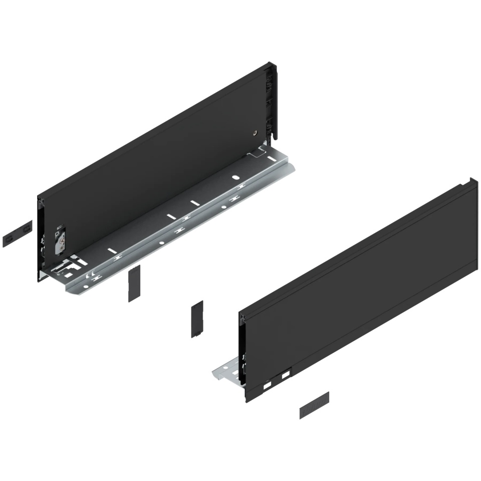 Laterala sertar LEGRABOX K 128.5 mm, NL=400 mm, dr+stg, pure, negru-carbon mat