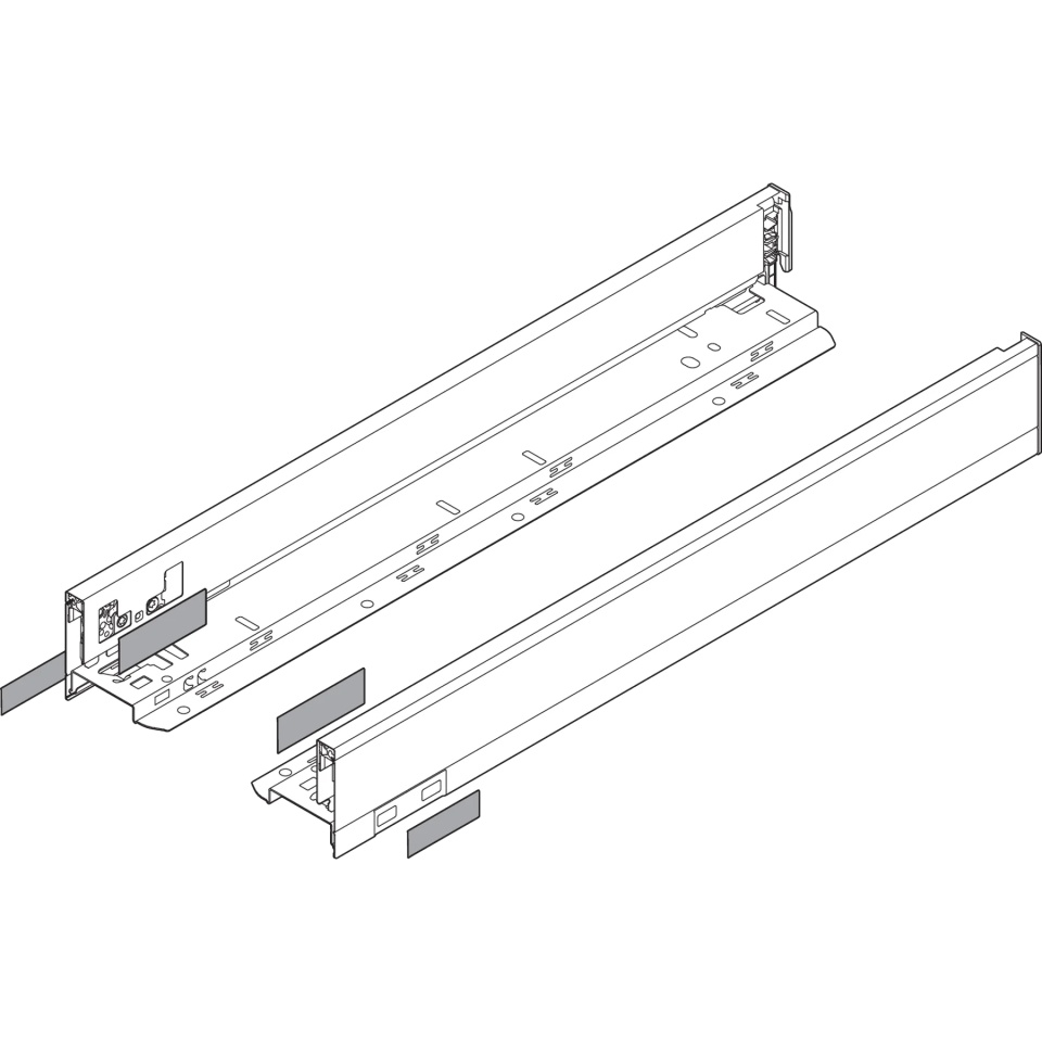 Laterala sertar LEGRABOX N 66.5 mm, NL=550 mm, dr+stg, pure, alb-matase mat