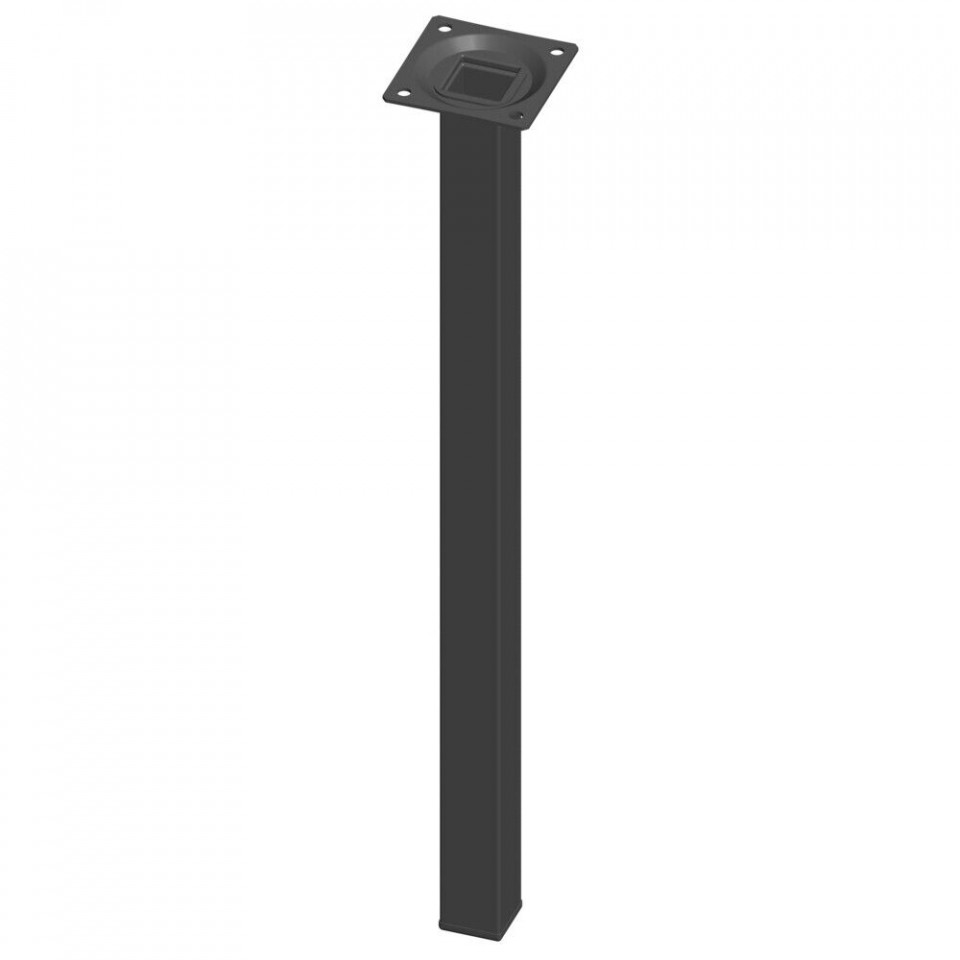 Picior metalic cu placa patrat 25x25, H200mm - negru mat