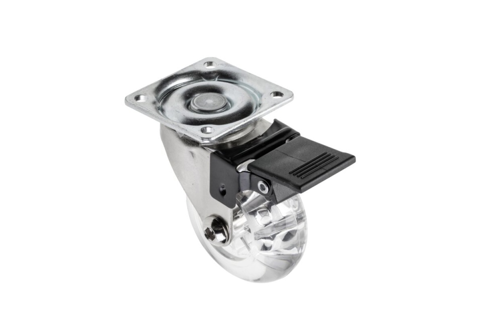 Rotila GTV Brazylia, D50 mm, policarbonat, cu frana, transparent