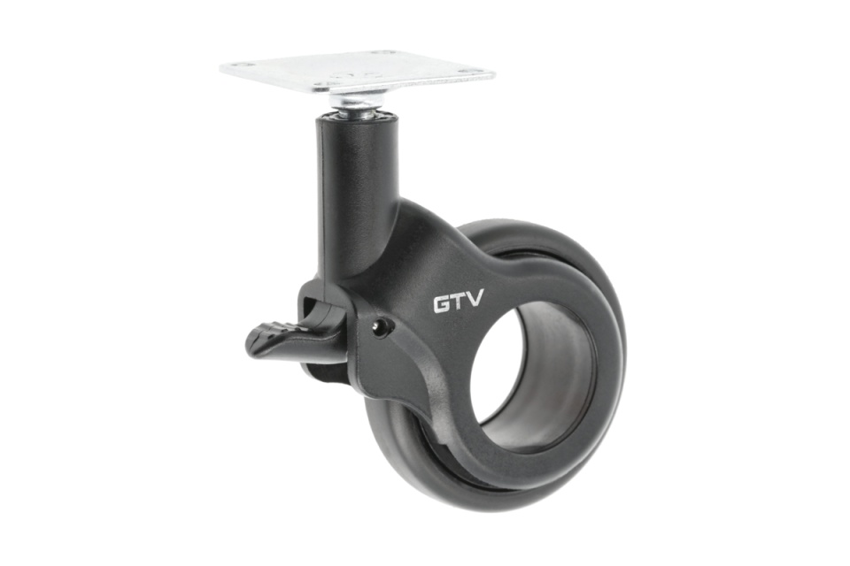 Rotila GTV STRADA, D60 mm, H 92.5mm, cu frana, plastic+otel, negru