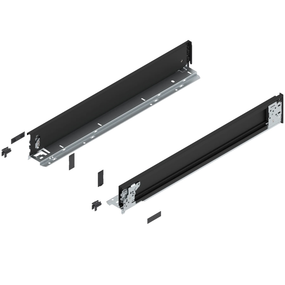 Laterala sertar LEGRABOX interior M 90.5 mm, NL=600 mm, dr+stg, pure, negru-carbon mat