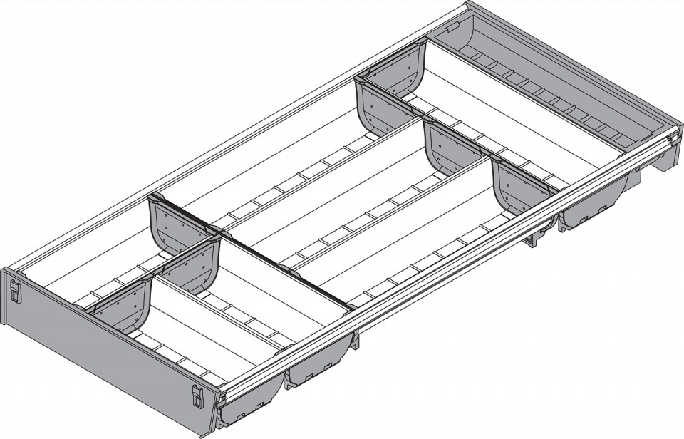 Poze ORGA-LINE Set casete pt TANDEMBOX L650mm, KB=800mm, l=280mm Inox periat+gri inchis feroshop.ro