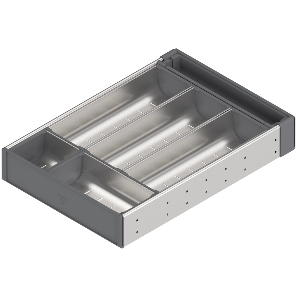 ORGA-LINE, Set casete sertar lemn, NL=450mm, latime=285mm inox-periat/gri inchis