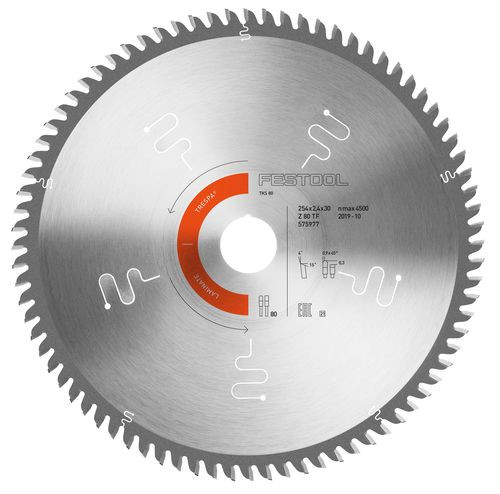 Panza circulara FESTOOL 254×2,4×20 Z=80 pt LAMINATE/HPL 254x24x20