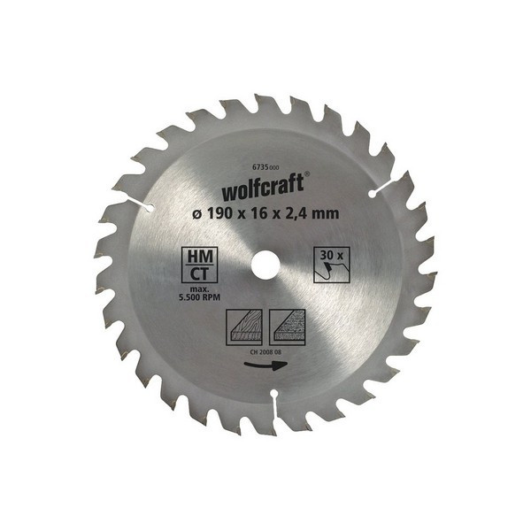 Panza circulara WOLFCRAFT 190x2,4x30 Z=30