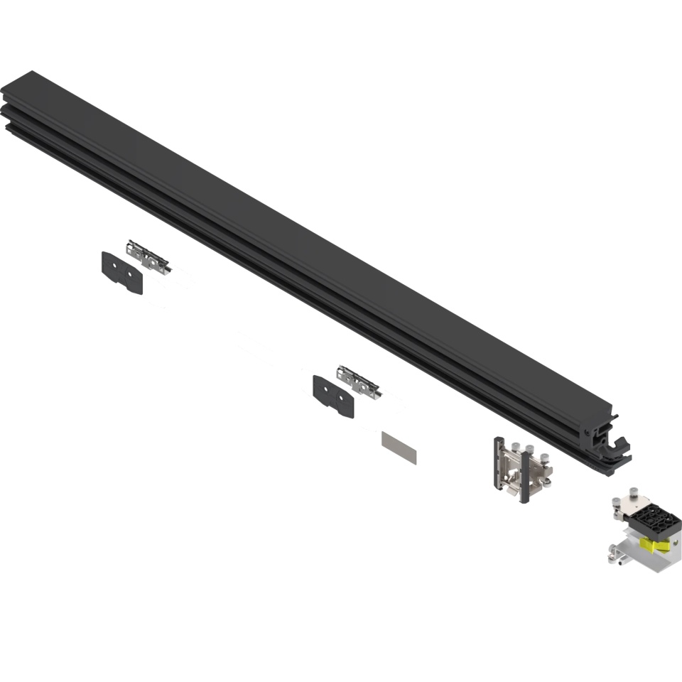 REVEGO duo - Suport rulant set, pentru latime interioara de corp in aplicatie: 1050 mm, dreapta, negru