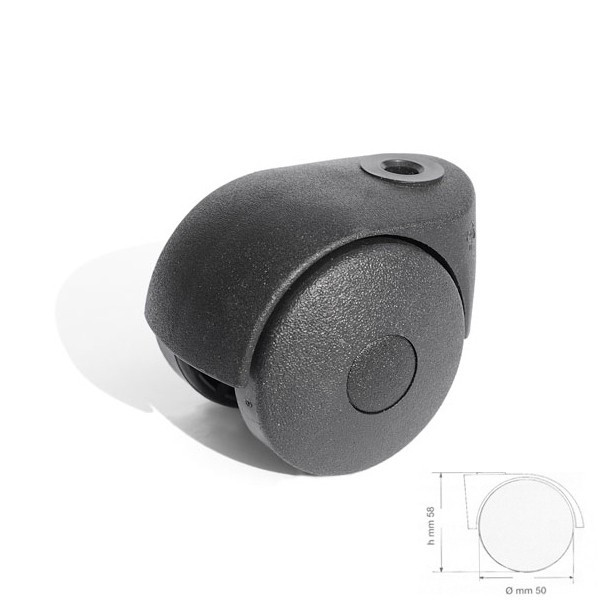 Rotila D50 mm, 35kg, plastic, neagra
