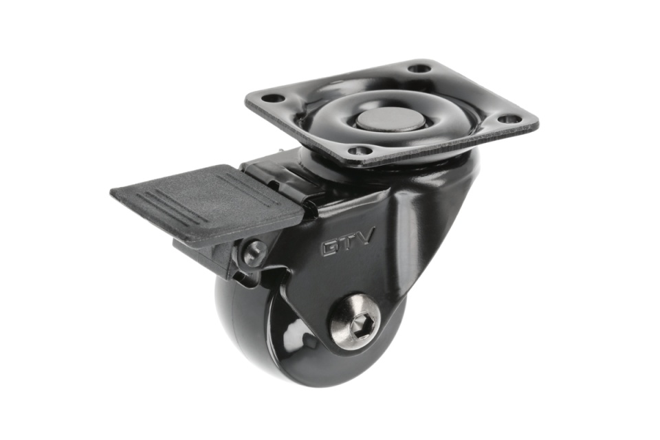 Rotila GTV CALIBRO, D35 mm, H 50.5mm, 30kg,cu frana, plastic+otel, negru