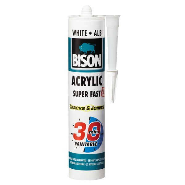 Etansant BISON 300ml acrilic – alb ultra rapid 30min Bison