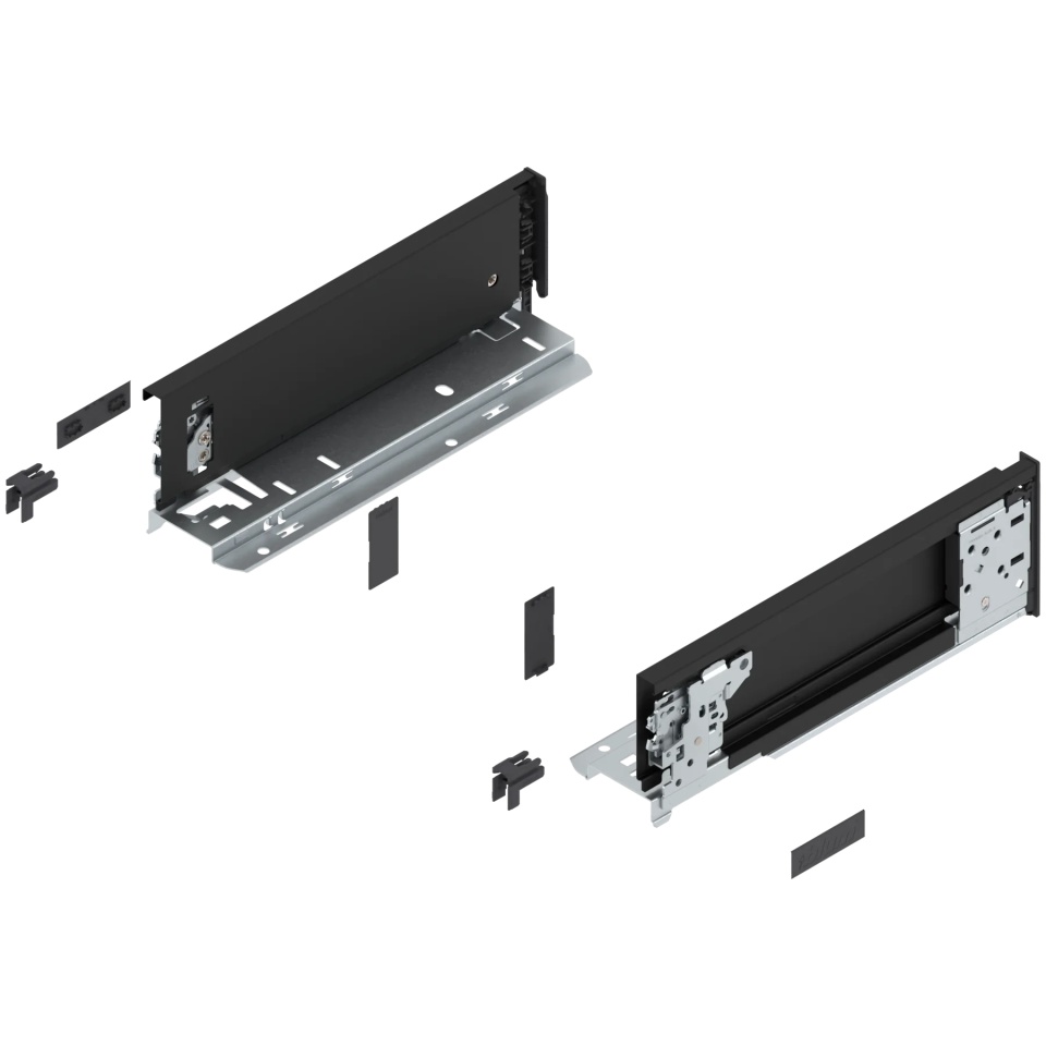 Laterala sertar LEGRABOX interior M 90.5 mm, NL=270 mm, dr+stg, pure, negru-carbon mat