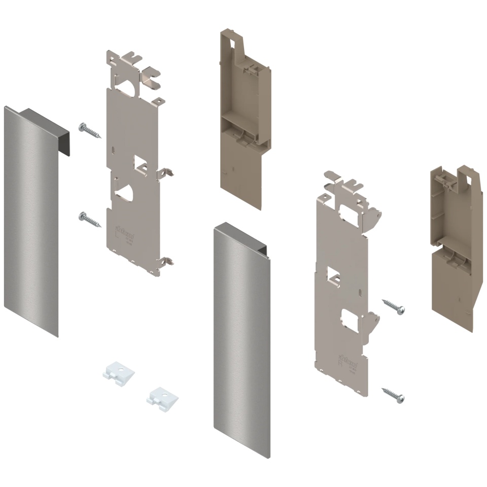 Suport front LEGRABOX inaltime C pentru extragere interioara cu traversa, stanga/dreapta, inox periat-lacuit