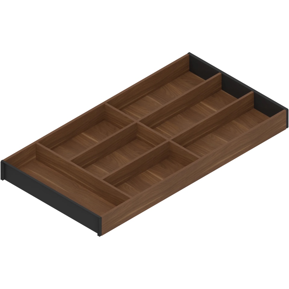 AMBIA-LINE Organizator pt tacamuri, pt LEGRABOX/MERIVOBOX Sertar, Design de lemn, 7 Compartimente pt tacamuri, NL=600 mm, Latime=300 mm, Nuc Tenn. /