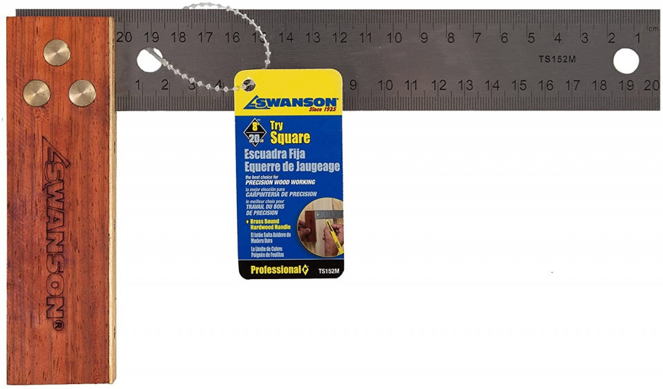 Echer tamplarie 200mm cu maner din lemn si alama – SWANSON 200mm