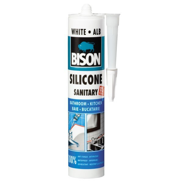 Etansant BISON 280ml silicon sanitar – alb Bison