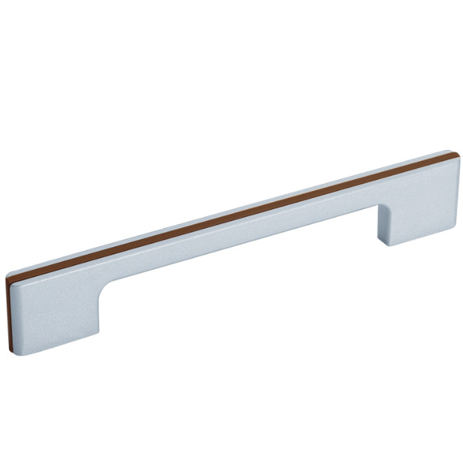 Maner metalic CEBI 182 - 192mm Al satinat/insertie Wenge