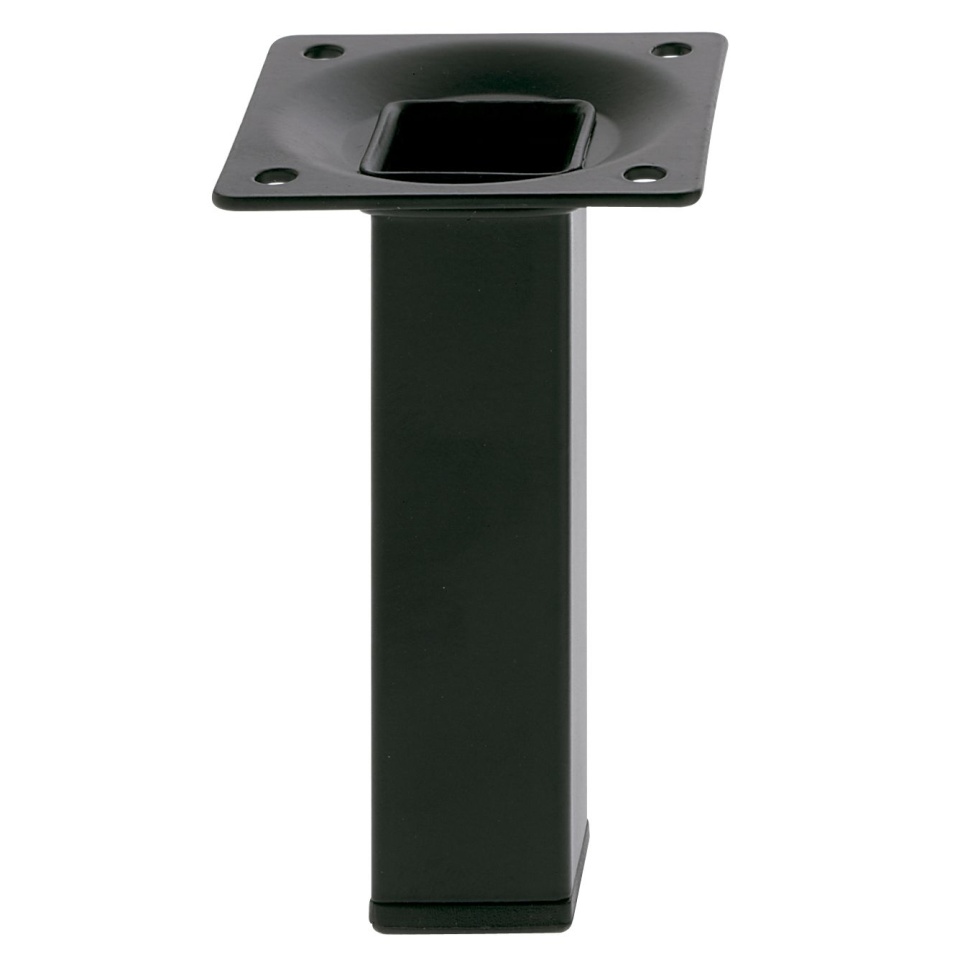 Picior metalic cu placa patrat 25x25, H500mm - negru