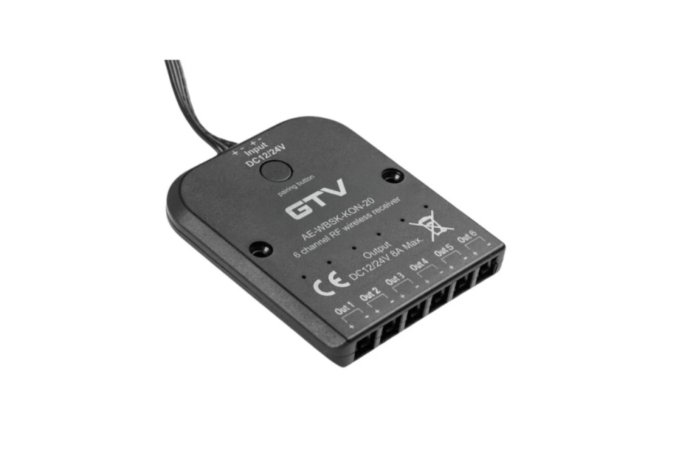 Receptor wireless pentru banda LED SKY, 8A, 12V/96W, 24V/192W, cablu MiniAmp 1 metru