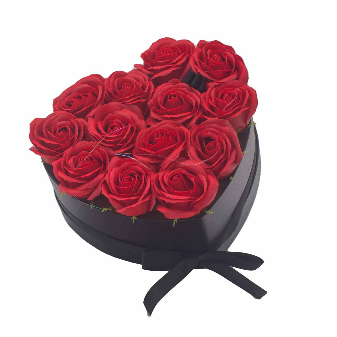 Buchet Flori de Săpun în Cutie Cadou - 13 Trandafiri Roșii - Inimă