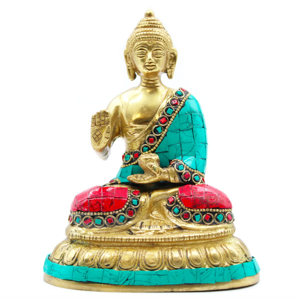 Figurină Buddha din Alamă - Binecuvântare - 15cm