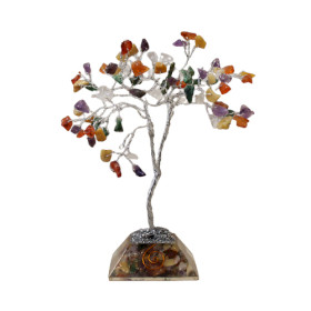 Arbore cu Pietre SemiPrețioase pe Suport din Orgonit - 80 Cristale - Mix