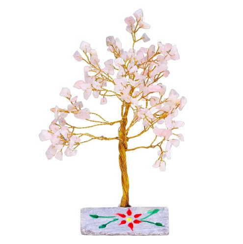 Pomisor Arborele Fericirii din Cuarț Roz - 160 de Pietricele