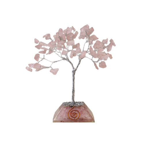 Arbore cu Pietre SemiPrețioase pe Suport din Orgonit - 80 Cristale - Cuarț Roz