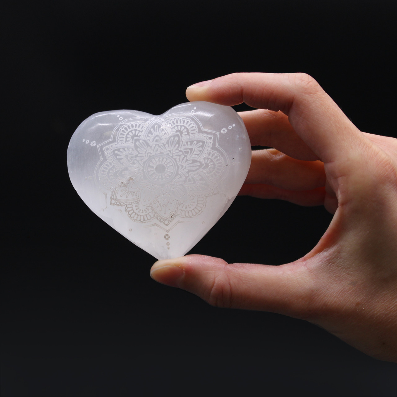 Inima cristal - Selenit - 7-8 cm - Mandala Gravata