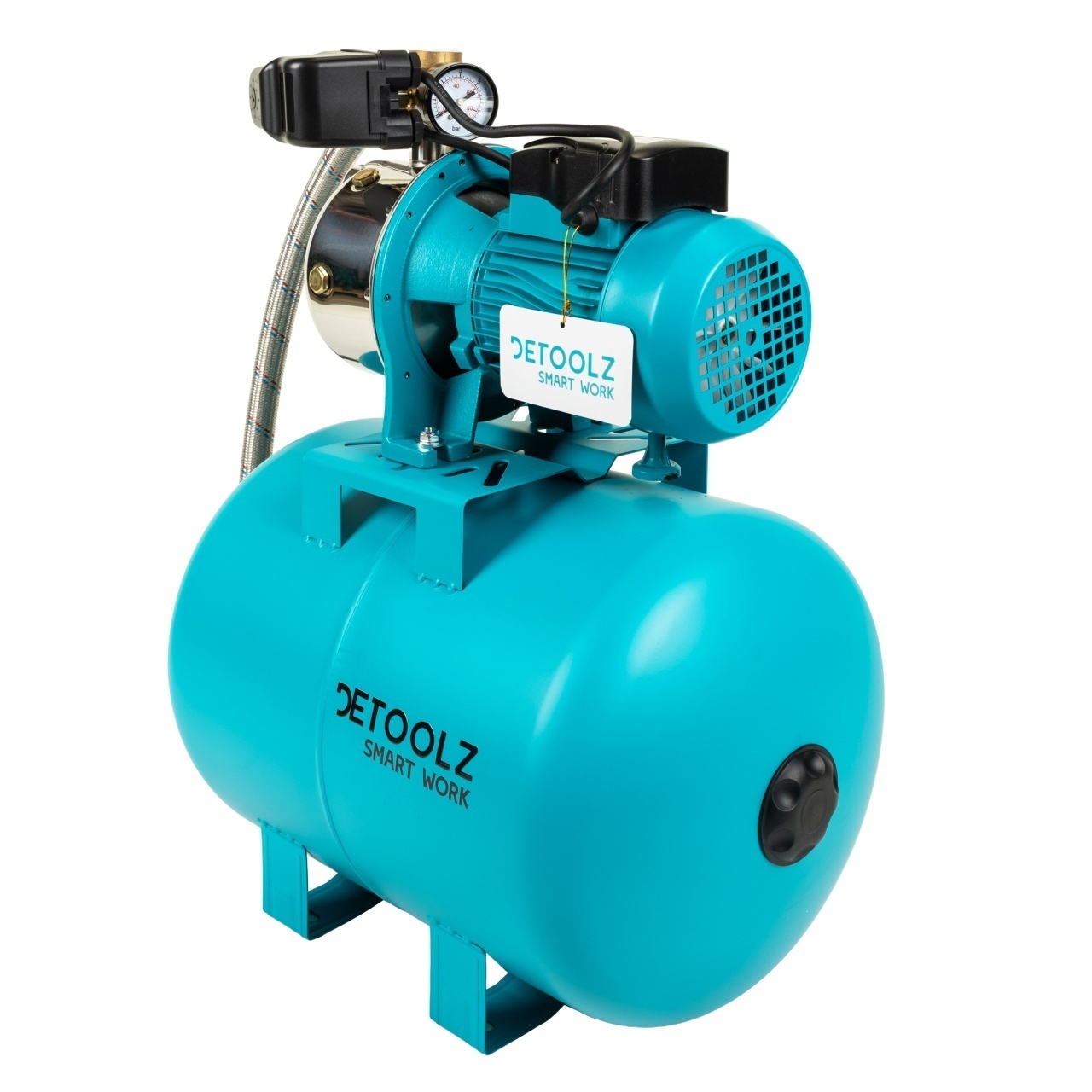 Hidrofor 0.9 KW Detoolz DZ-P123-G02, Debit Maxim 3300L/h, Inaltime Maxima Pompare 45M, Corp Pompa Inox, Butelie 50L