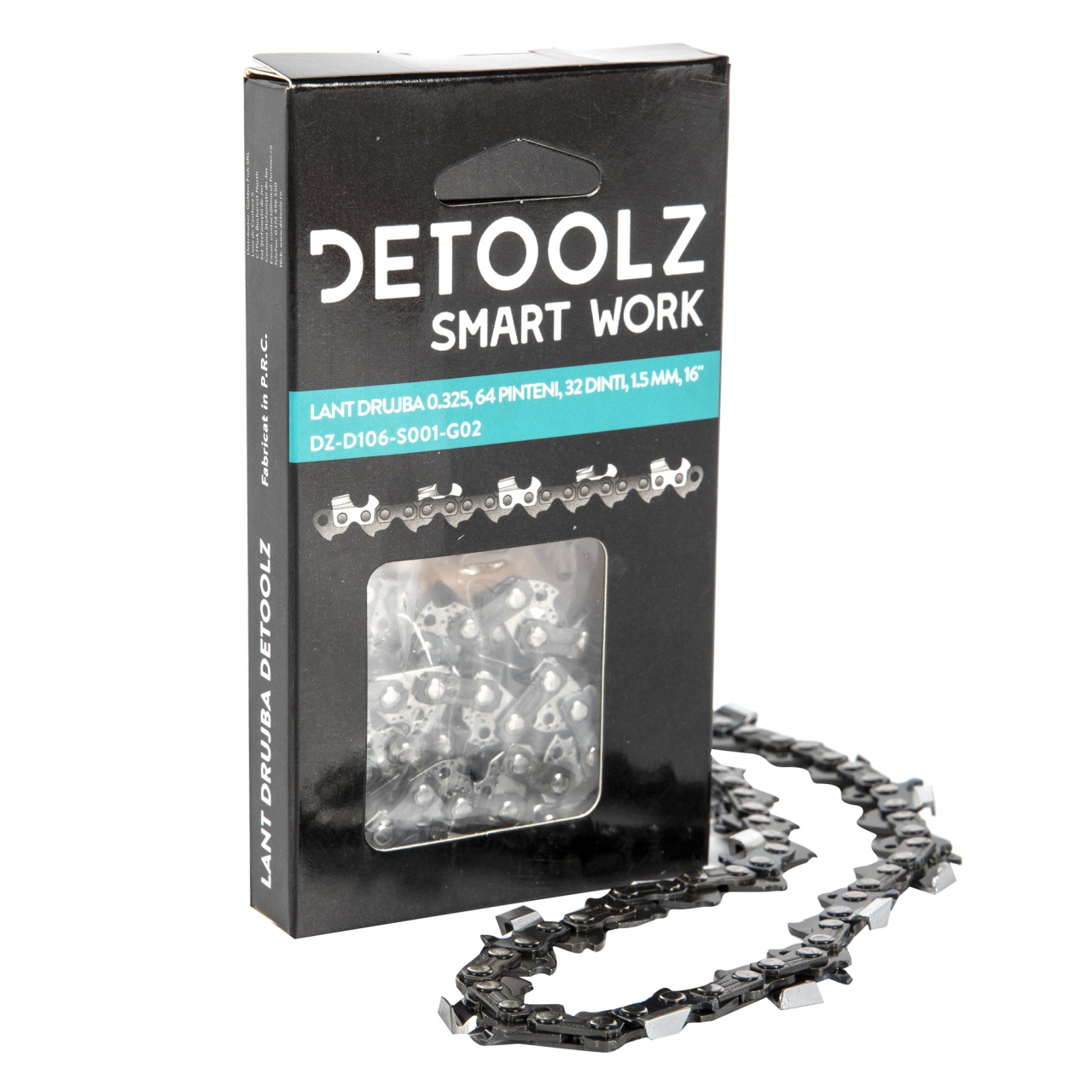 Drujbe si accesorii - Lant drujba Detoolz, lungime 16'', pas 0.325'', grosime 1.5mm, 64 pinteni, 32 dinti, full chisel