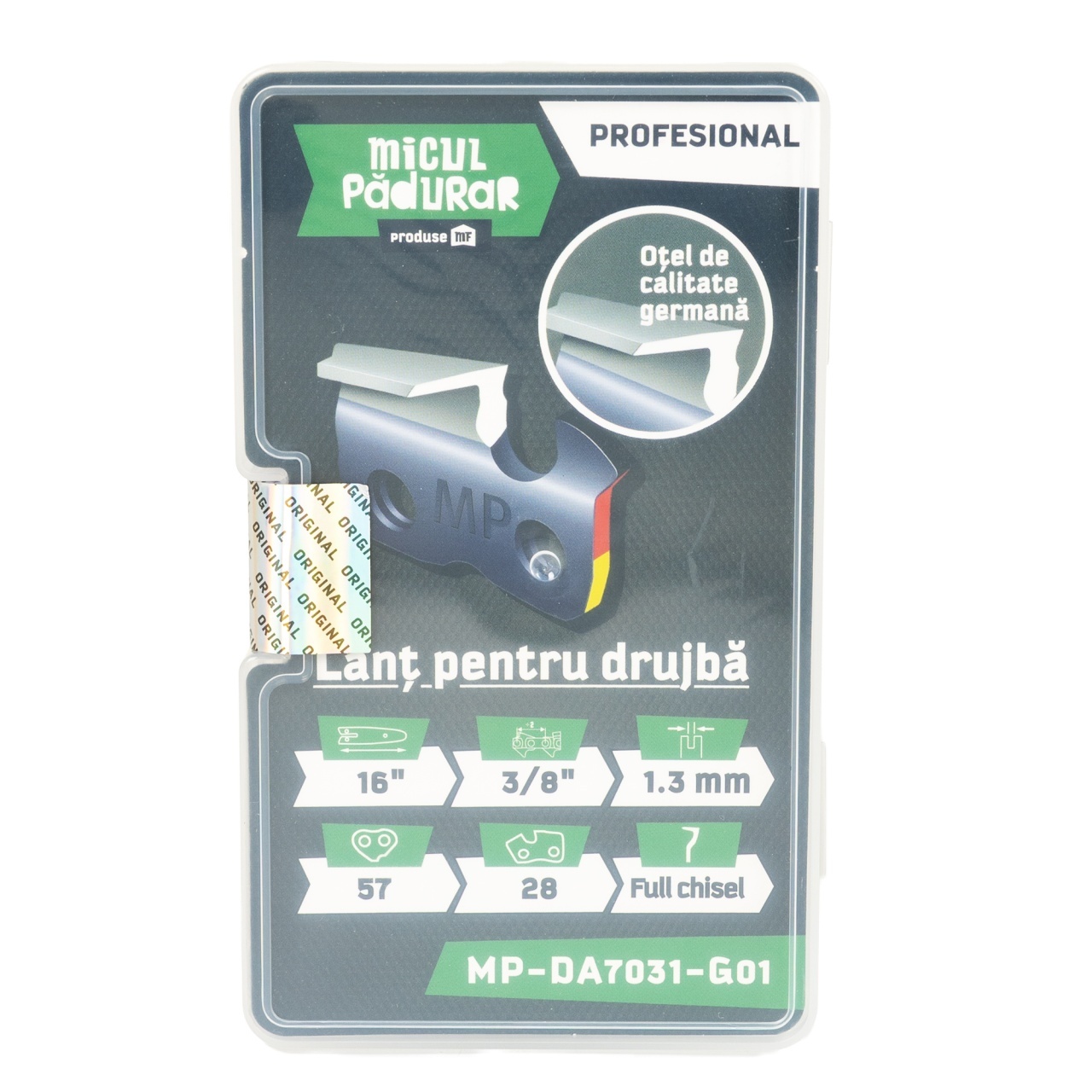 Drujbe si accesorii - Lant Micul Padurar Profesional, 16", pas 3/8", grosime pinten 1.3mm, 57 pinteni, 28 dinti, full-chisel