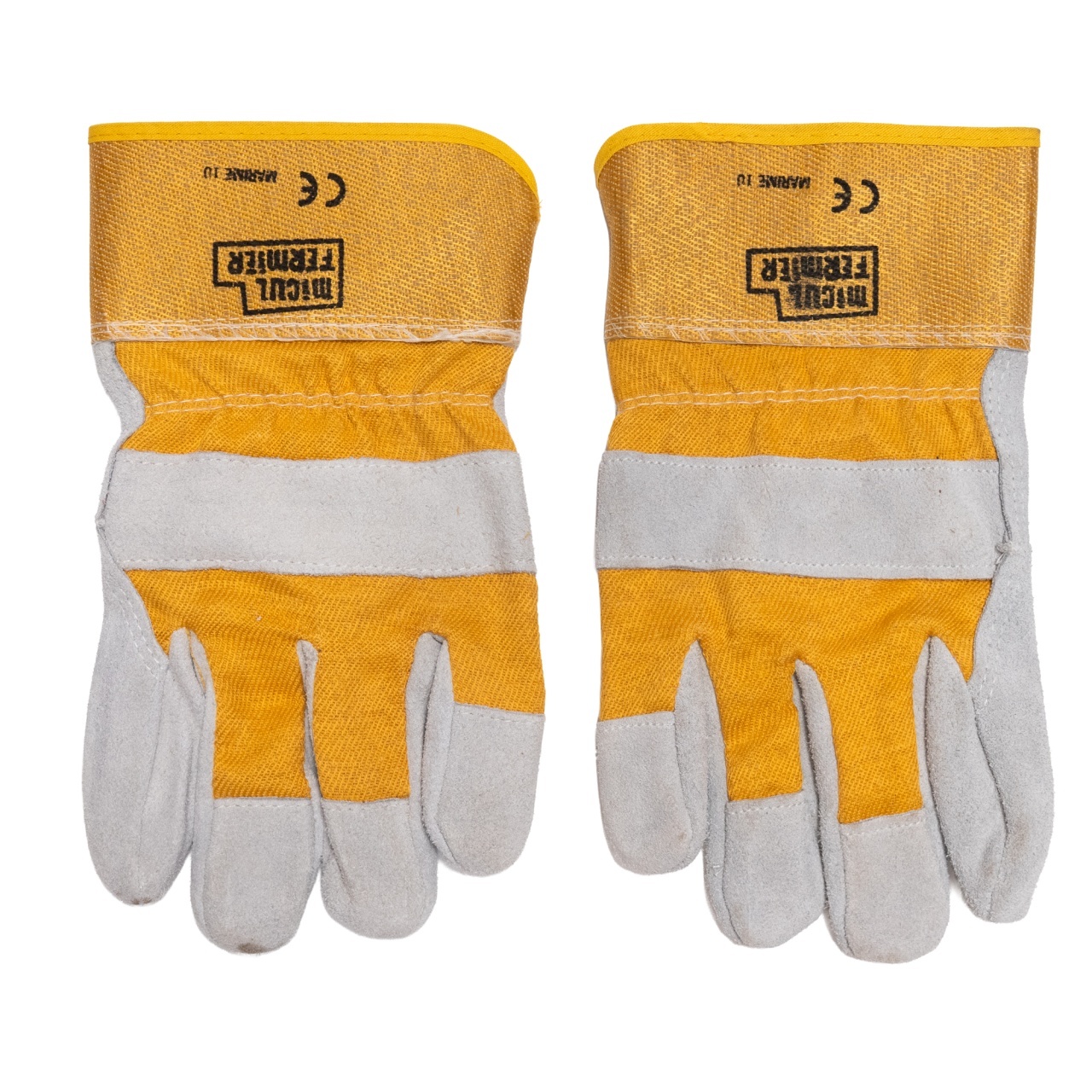 Manusi - Manusi de lucru Micul Fermier, piele gri/galben, 10