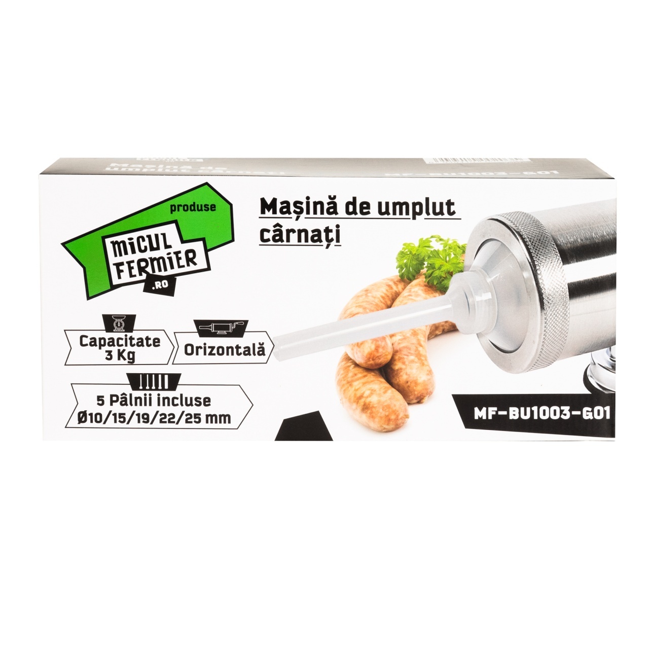 Casă - Masina de carnati Micul Fermier, 3 kg, orizontala cu 5 palnii