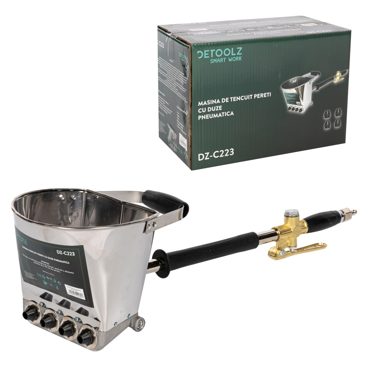 Pistol de tencuit peretii Detoolz, pneumatic - imagine 2